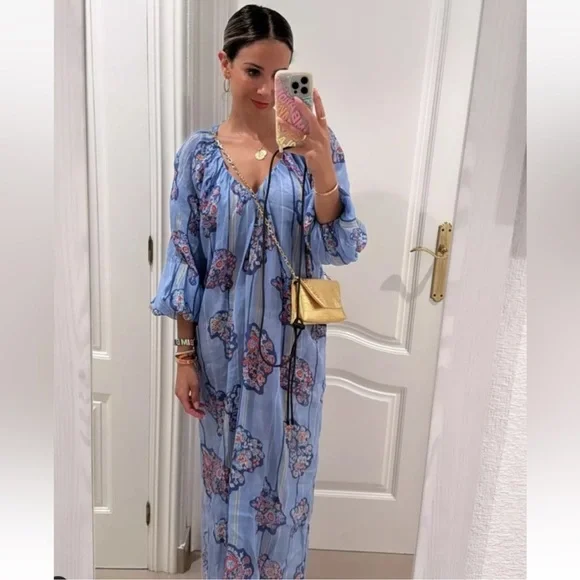 ZARA PRINTED 100% RAMIE TUNIC DRESS - Picture 6 of 16